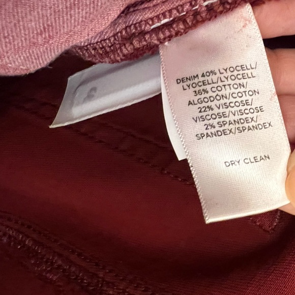 Loft coated denim pants. Size 10 excellent condition. Darkest red. So cool! - Picture 2 of 5